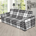 White And Black Border Tartan Print Sofa Slipcover