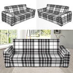 White And Black Border Tartan Print Sofa Slipcover