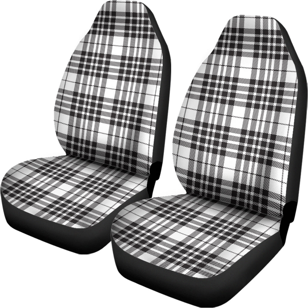 White And Black Border Tartan Print Universal Fit Car Seat Covers