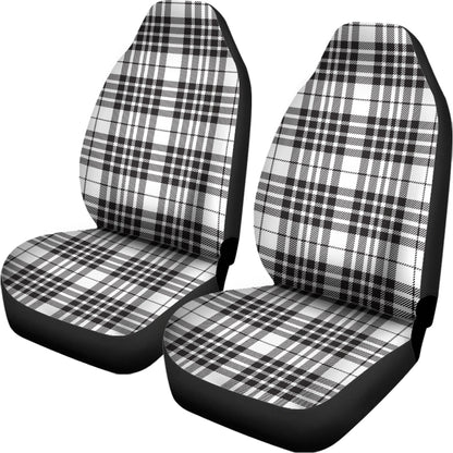 White And Black Border Tartan Print Universal Fit Car Seat Covers