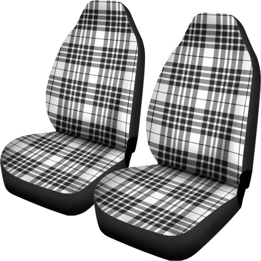 White And Black Border Tartan Print Universal Fit Car Seat Covers
