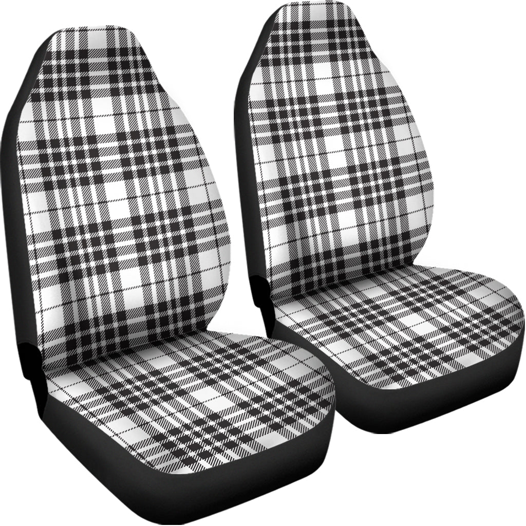 White And Black Border Tartan Print Universal Fit Car Seat Covers