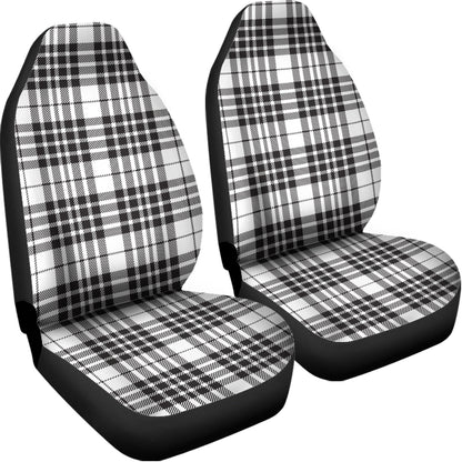 White And Black Border Tartan Print Universal Fit Car Seat Covers