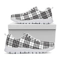 White And Black Border Tartan Print White Running Shoes