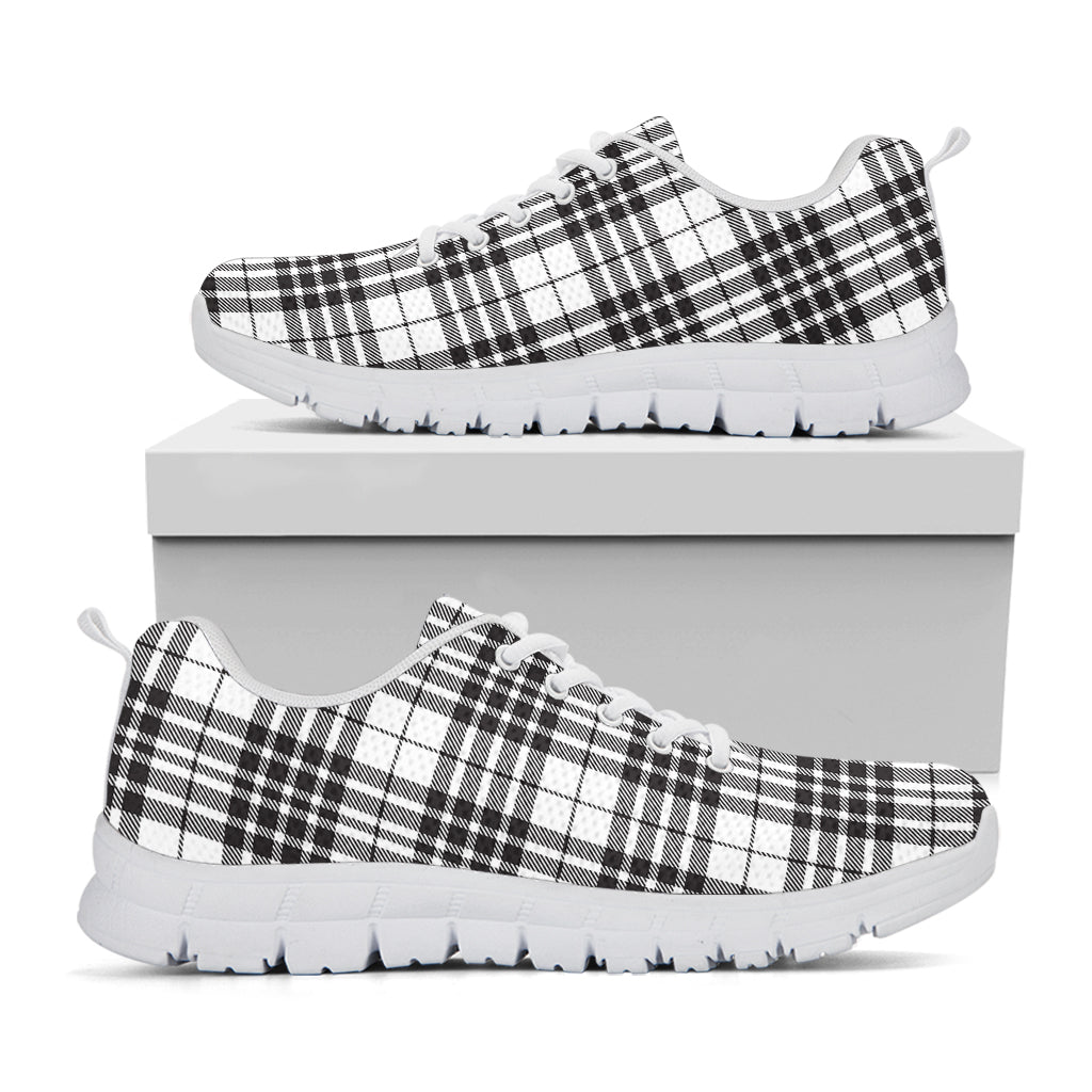 White And Black Border Tartan Print White Sneakers