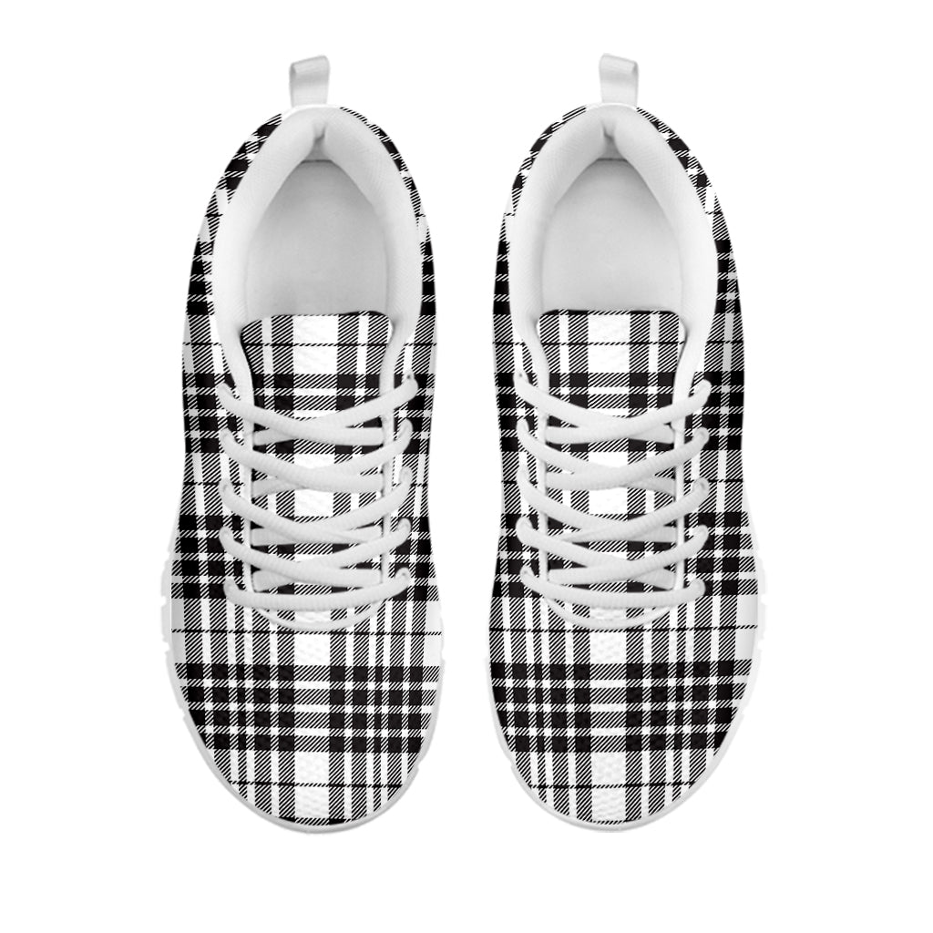 White And Black Border Tartan Print White Sneakers