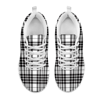 White And Black Border Tartan Print White Sneakers