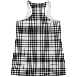 White And Black Border Tartan Print Women's Racerback Tank Top