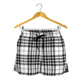 White And Black Border Tartan Print Women's Shorts