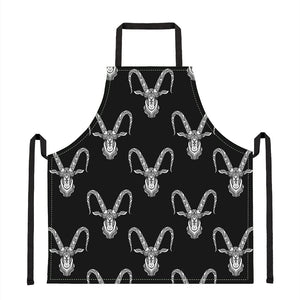 White And Black Capricorn Sign Print Apron