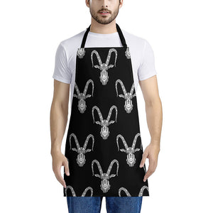 White And Black Capricorn Sign Print Apron