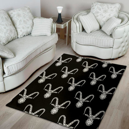 White And Black Capricorn Sign Print Area Rug