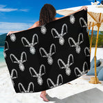 White And Black Capricorn Sign Print Beach Sarong Wrap
