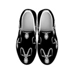 White And Black Capricorn Sign Print Black Slip On Shoes