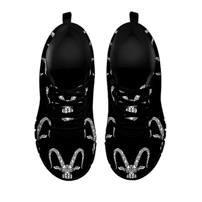 White And Black Capricorn Sign Print Black Sneakers