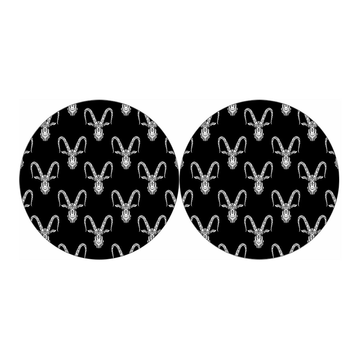 White And Black Capricorn Sign Print Car Coasters