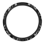 White And Black Capricorn Sign Print Car Steering Wheel Cover