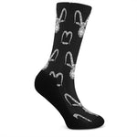 White And Black Capricorn Sign Print Crew Socks