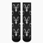 White And Black Capricorn Sign Print Crew Socks
