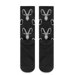 White And Black Capricorn Sign Print Crew Socks