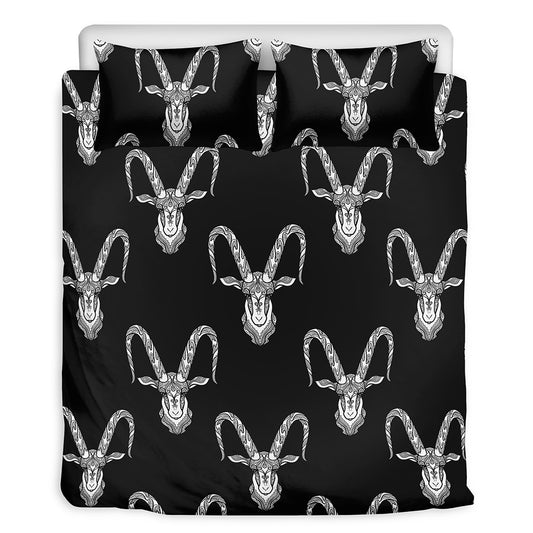 White And Black Capricorn Sign Print Duvet Cover Bedding Set