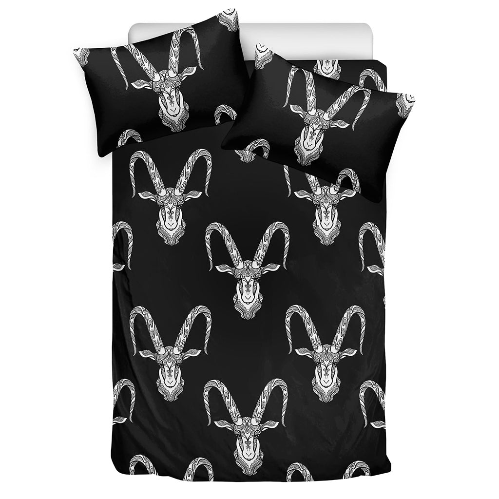 White And Black Capricorn Sign Print Duvet Cover Bedding Set