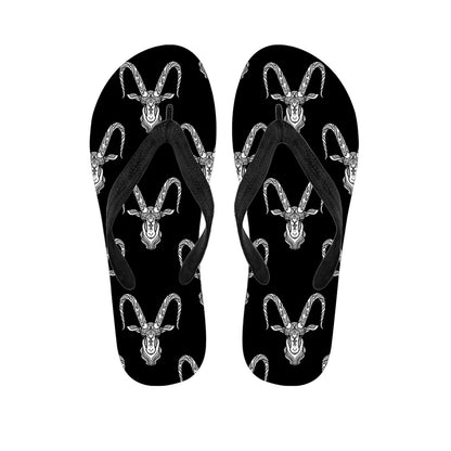 White And Black Capricorn Sign Print Flip Flops