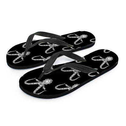 White And Black Capricorn Sign Print Flip Flops