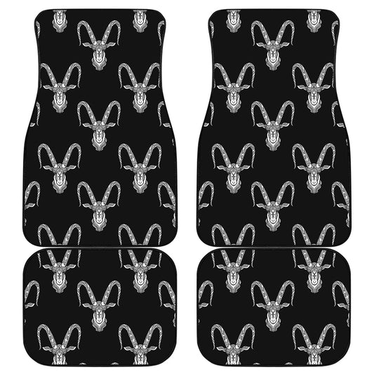 White And Black Capricorn Sign Print Front and Back Car Floor Mats