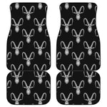 White And Black Capricorn Sign Print Front and Back Car Floor Mats