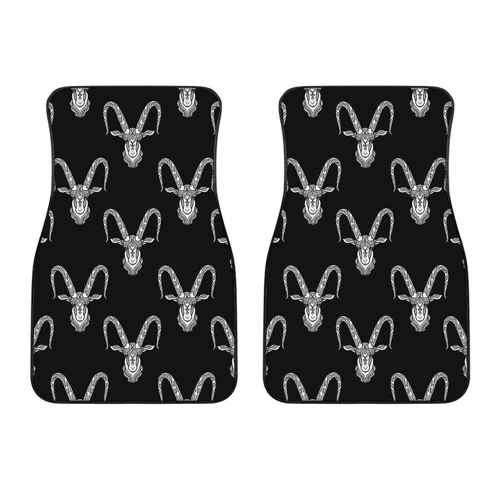 White And Black Capricorn Sign Print Front Car Floor Mats