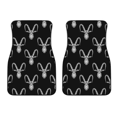White And Black Capricorn Sign Print Front Car Floor Mats