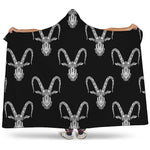 White And Black Capricorn Sign Print Hooded Blanket