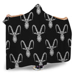 White And Black Capricorn Sign Print Hooded Blanket