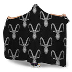 White And Black Capricorn Sign Print Hooded Blanket