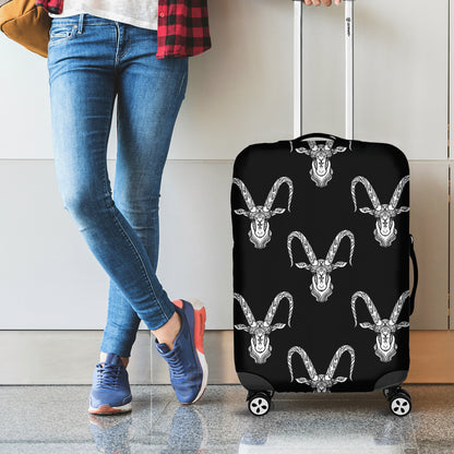 White And Black Capricorn Sign Print Luggage Cover