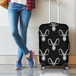 White And Black Capricorn Sign Print Luggage Cover