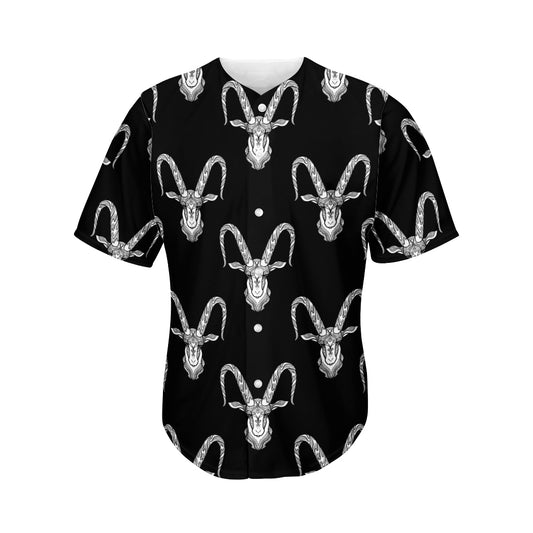 White And Black Capricorn Sign Print Men's Baseball Jersey