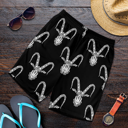 White And Black Capricorn Sign Print Men's Shorts