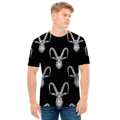 White And Black Capricorn Sign Print Men's T-Shirt