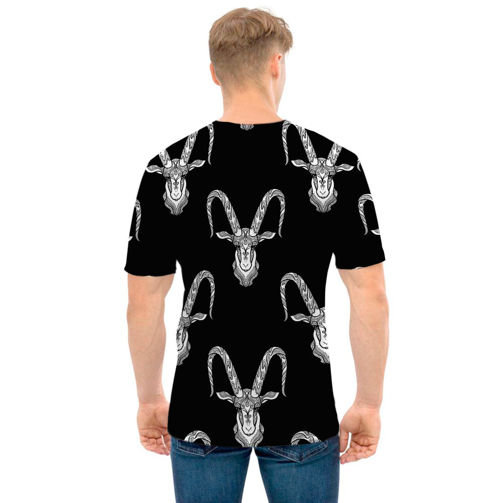 White And Black Capricorn Sign Print Men's T-Shirt