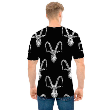 White And Black Capricorn Sign Print Men's T-Shirt