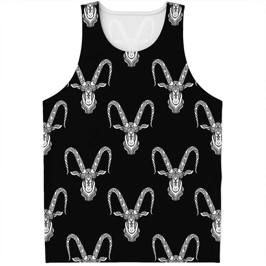 White And Black Capricorn Sign Print Men's Tank Top