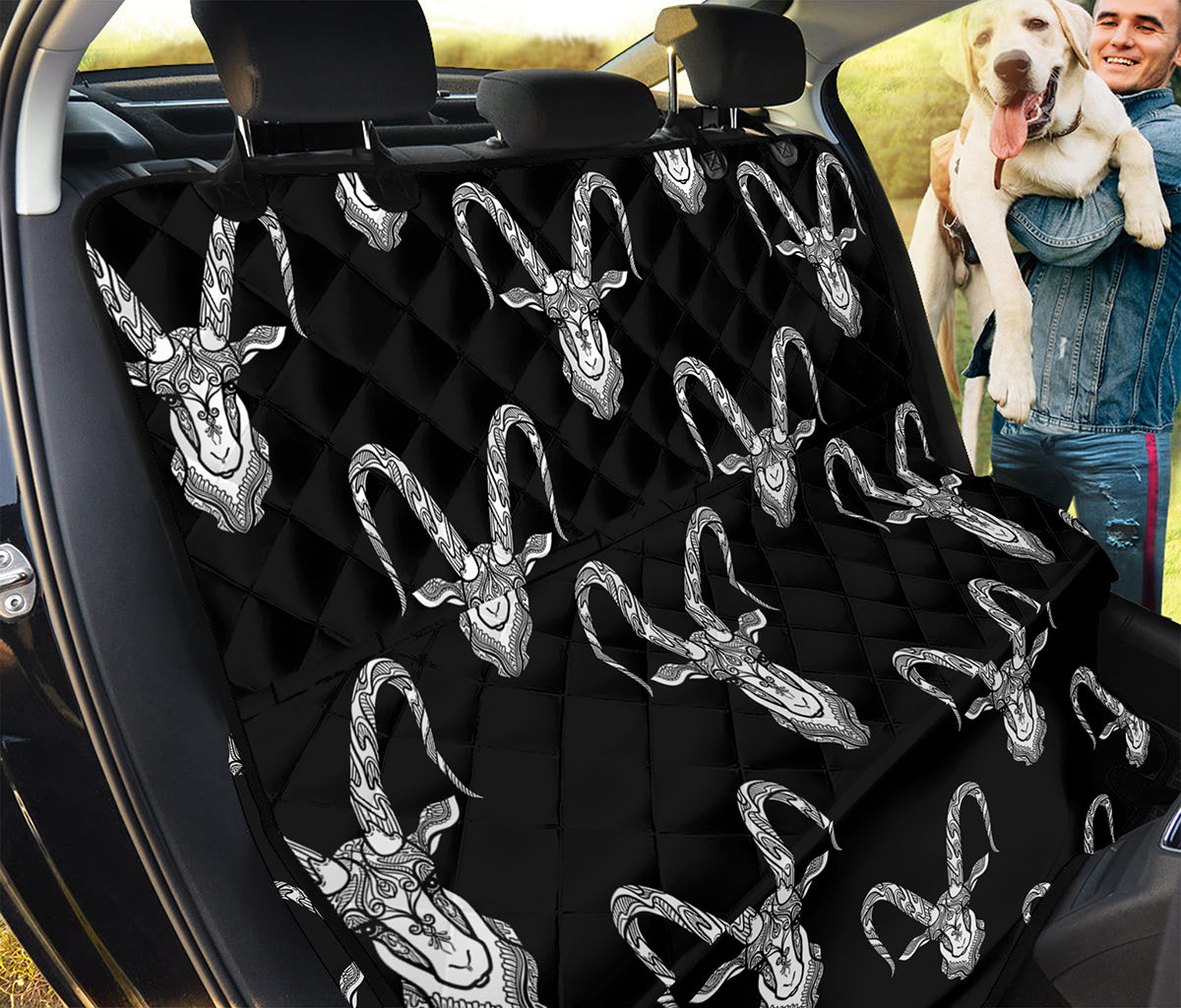 White And Black Capricorn Sign Print Pet Car Back Seat Cover