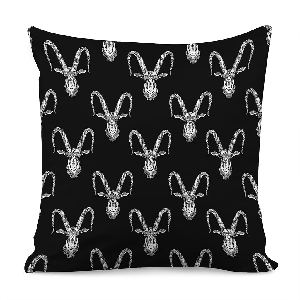 White And Black Capricorn Sign Print Pillow Cover