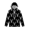 White And Black Capricorn Sign Print Pullover Hoodie