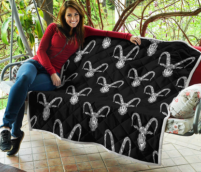 White And Black Capricorn Sign Print Quilt