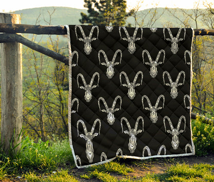 White And Black Capricorn Sign Print Quilt