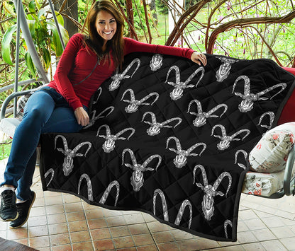 White And Black Capricorn Sign Print Quilt