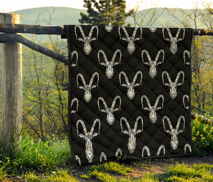 White And Black Capricorn Sign Print Quilt